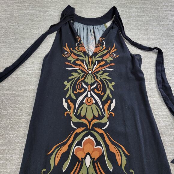 MSK Halter Maxi Dress Womens S Black Floral Tie Band Neck Vacation Summer Boho - Picture 5 of 16